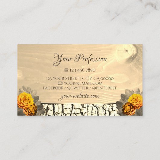 Florence Natural Light Brown Wood Tree Bark and Lo Visitekaartje (Achterkant)