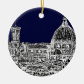 Florence navy dome keramisch ornament (Voorkant)