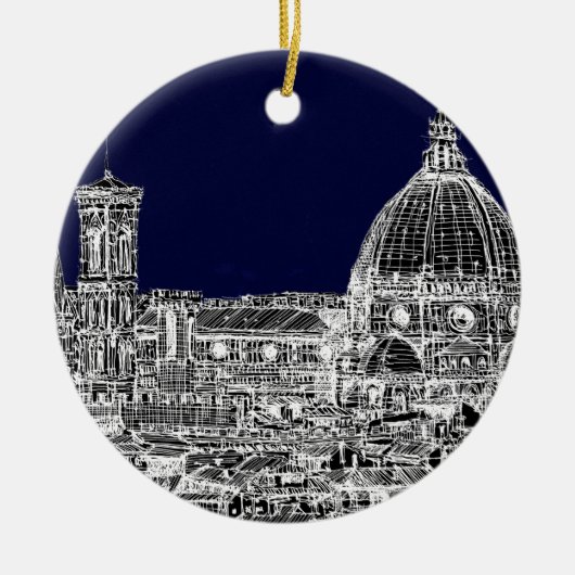 Florence navy dome keramisch ornament (Voorkant)