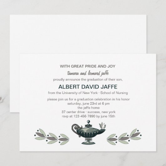 Florence Nightingale Oil Lamp Afstuderen Invitatio Kaart (Voorkant / Achterkant)