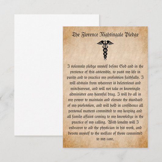 Florence Nightingale Pledge for Nurses Flat Kaart (Voorkant / Achterkant)