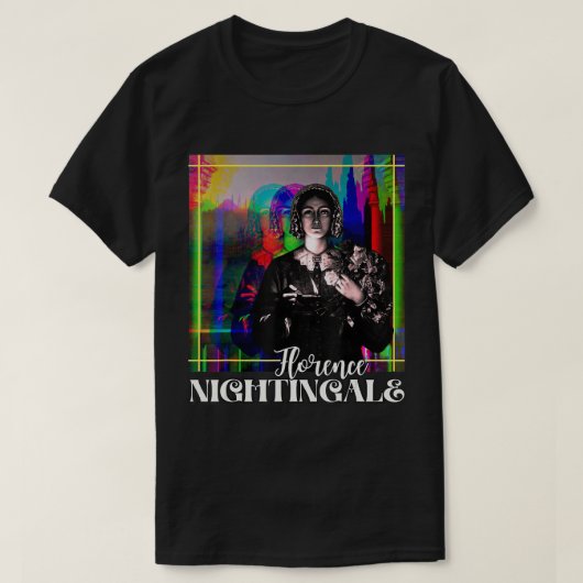 Florence Nightingale Portrait Retro Groovy Glitchy T-shirt (Design voorkant)
