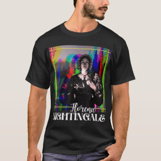 Florence Nightingale Portrait Retro Groovy Glitchy T-shirt