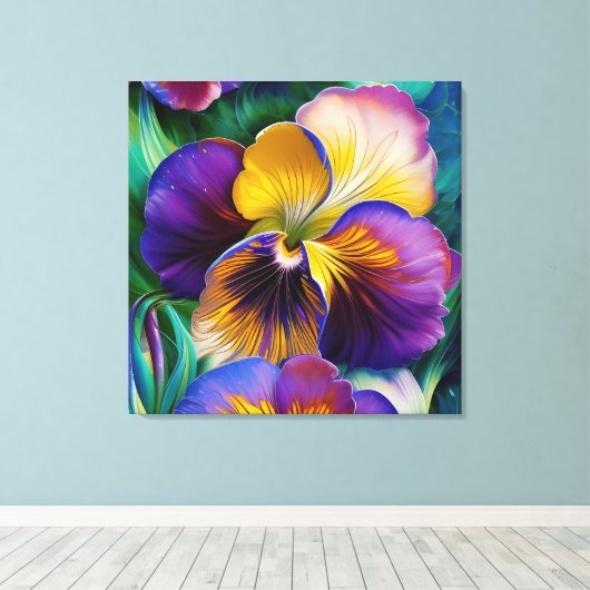 Florence Paarse en goudblauw-groene bladeren Canvas Afdruk (Insitu (Houten vloer))