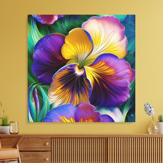 Florence Paarse en goudblauw-groene bladeren Canvas Afdruk (Insitu (Woonkamer))