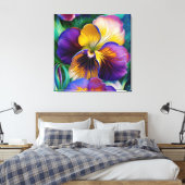 Florence Paarse en goudblauw-groene bladeren Canvas Afdruk (Insitu (Slaapkamer))