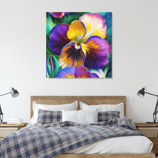 Florence Paarse en goudblauw-groene bladeren Canvas Afdruk (Insitu (Slaapkamer))