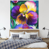 Florence Paarse en goudblauw-groene bladeren Canvas Afdruk (Insitu (Slaapkamer))