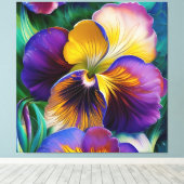 Florence Paarse en goudblauw-groene bladeren Canvas Afdruk (Insitu (Houten vloer))