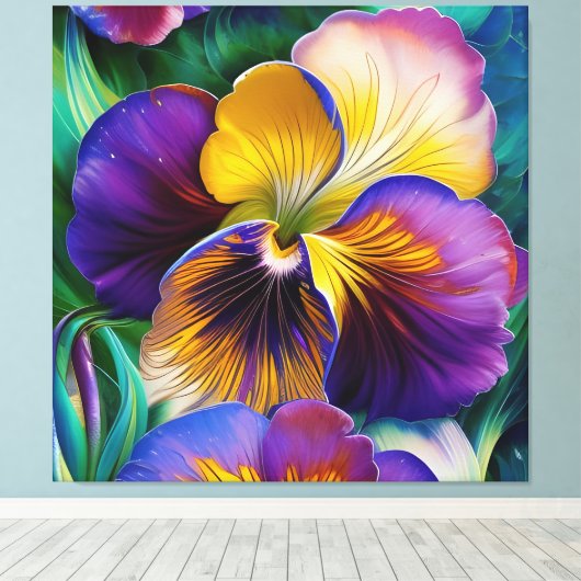 Florence Paarse en goudblauw-groene bladeren Canvas Afdruk (Insitu (Houten vloer))