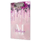 Florence Paarse roze druppelglitter-monogram Klembord (Links)