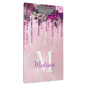 Florence Paarse roze druppelglitter-monogram Klembord (Rechts)