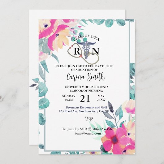 Florence Party of Nursing School Afstuderen Kaart (Voorkant / Achterkant)