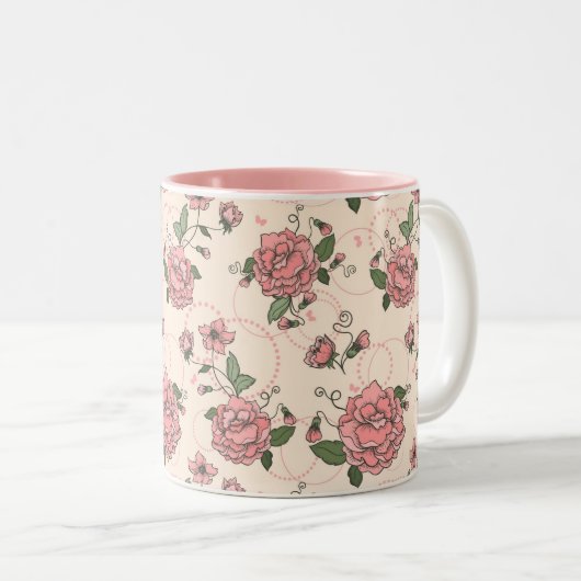 Florence patroon 5 tweekleurige koffiemok (Voorkant rechts)