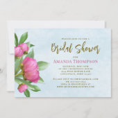 Florence Pink Botanical Elegant Peonies QR Code Kaart (Voorkant)