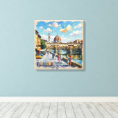 Florence Ponte Vecchio Duomo Scene Canvas is trans Afdruk (Insitu (Houten vloer))