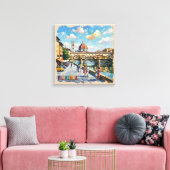 Florence Ponte Vecchio Duomo Scene Canvas is trans Afdruk (Insitu (Woonkamer))