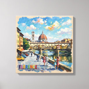Florence Ponte Vecchio Duomo Scene Canvas is trans Afdruk