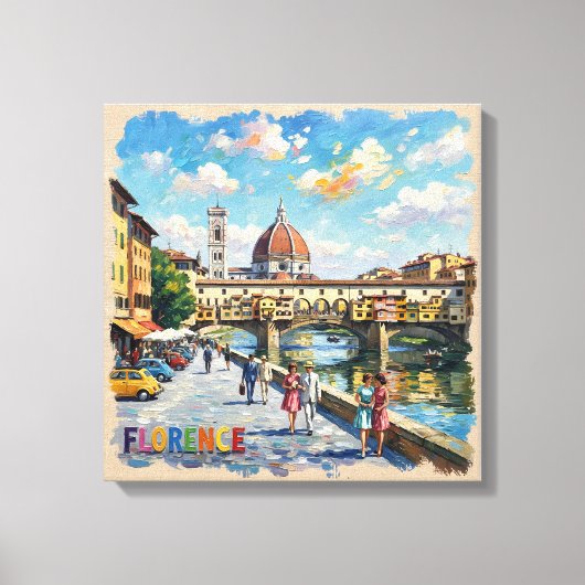 Florence Ponte Vecchio Duomo Scene Canvas is trans Afdruk (Voorkant)