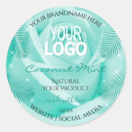 Florence Product Labels Blauwgroen Roos Palm Leave