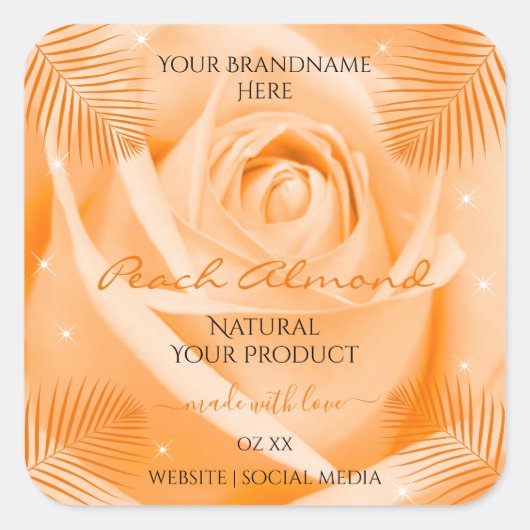 Florence Product Labels Oranje Roos met palmblader (Voorkant)