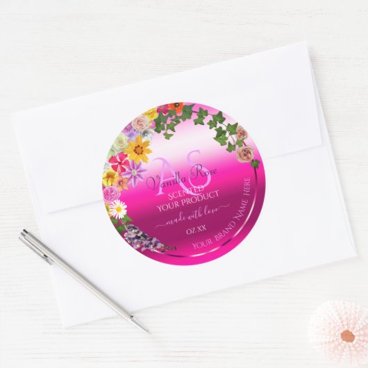 Florence Product Labels Roze gradiënt met monogram (Envelop)