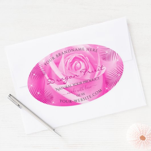 Florence Product Labels Roze roze met palmbladeren (Envelop)