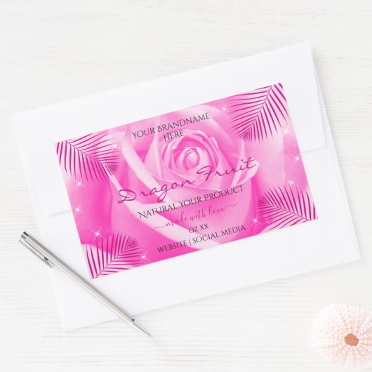 Florence Product Labels Roze roze met palmbladeren (Envelop)
