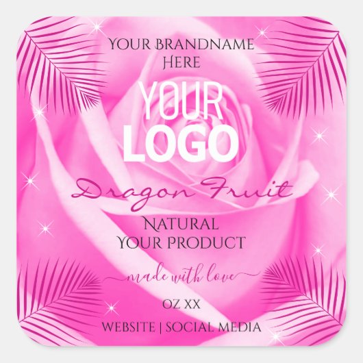 Florence Product Labels Roze Roze Palm Leaves Logo (Voorkant)