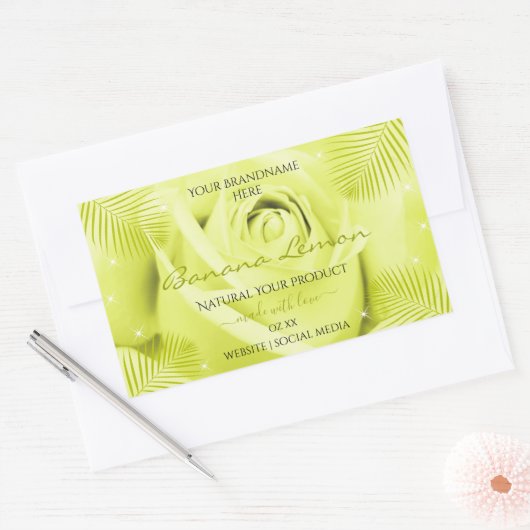 Florence Product Labels Yellow Rose met palmblader (Envelop)