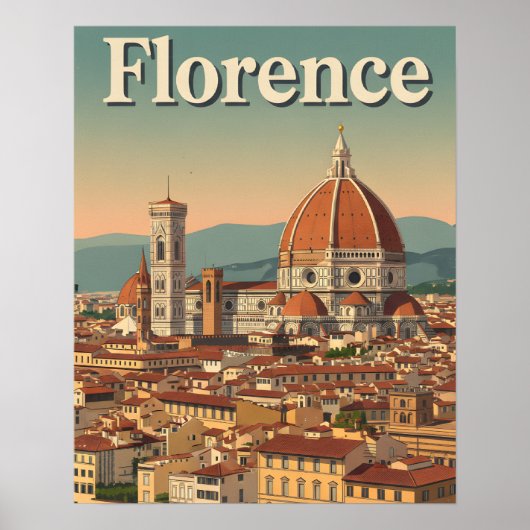 Florence Reizen: Retro Italië Poster (Voorkant)