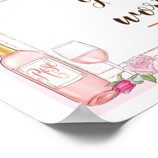 Florence Roos Wine Roze lijst met prijsopgave Poster (Hoek)