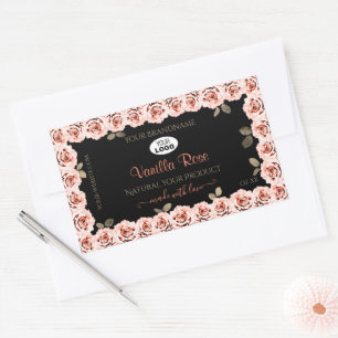 Florence Roses Black Product Package Label Logo