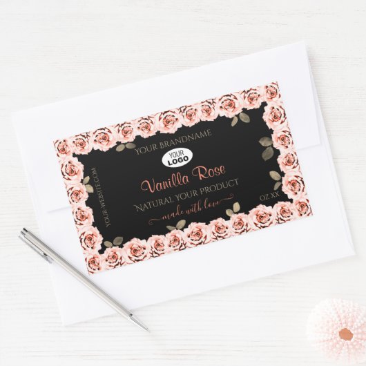 Florence Roses Black Product Package Label Logo (Envelop)