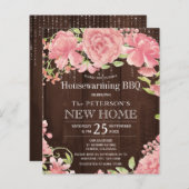 Florence roze budget huisverwarming uitnodiging (Voorkant / Achterkant)