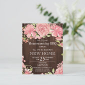 Florence roze budget huisverwarming uitnodiging (Staand voorkant)