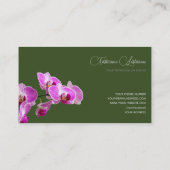 Florence roze orchidee bloesem kalligrafie donkerg visitekaartje (Achterkant)