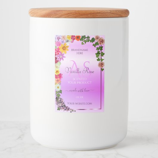 Florence roze Paarse gradiënt Etiket Monogram (Voorkant)