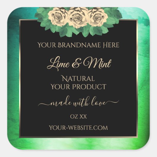 Florence Rozen Blauwgroen Groene Zwarte Etiket van (Voorkant)