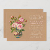 Florence Rozen Couples Shower Party Invite Kaart (Voorkant / Achterkant)