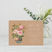 Florence Rozen Couples Shower Party Invite Kaart (Staand voorkant)