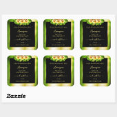 Florence Rozen Green Marble Black Gold Product Lab Vierkante Sticker (Vel)