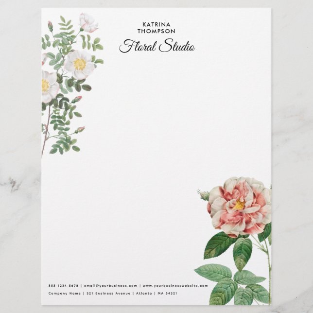 Florence Rozen minimalistisch bedrijfsbedrijf Briefhoofd (Voorkant)