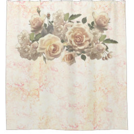 Florence-rozen op marmeren elegantbloem douchegordijn