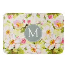  Florence Rozen Peonies Monogram Bath Mat