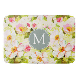 Florence Rozen Peonies Monogram Bath Mat