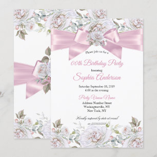  Florence Rozen Pink White Birthday Party Kaart