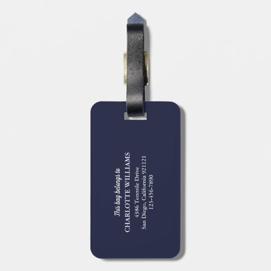 Florence-Rozen van Navy Blue Gold Script Bagagelabel (Achterkant verticaal)