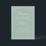 Florence Sage Green Elegant Huwelijk Informatiekaartje<br><div class="desc">Elegante trouwbehuizingskaart met een eenvoudig en klassiek ontwerp.</div>