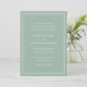 Florence Sage Green Elegant Huwelijk Kaart